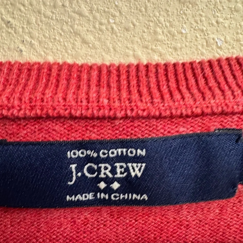 J.Crew Men’s V-Neck Sweater Red 100% Cotton Pullover Knit Size L